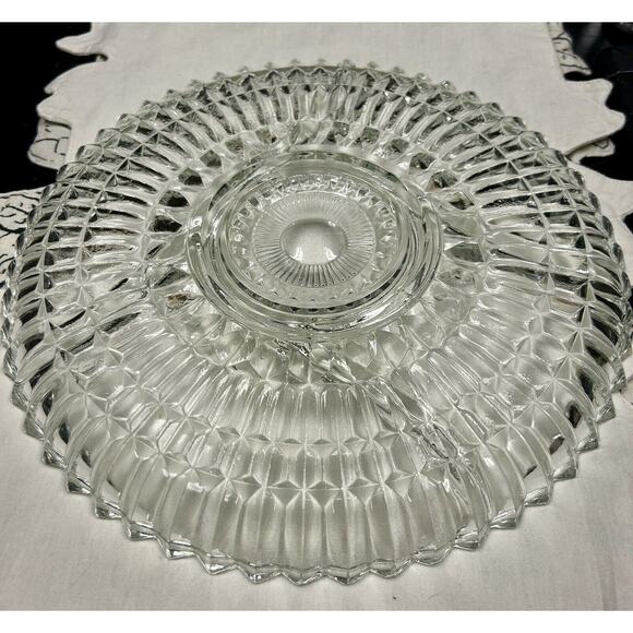 Mid Century Modern Clear Glass Divided Ribbed Serving Relish Tray 12”, … - Picture 2 of 3